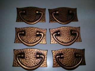 (6) Authentic Stickley Arts And Crafts Mission Light Copper Stickley Pulls