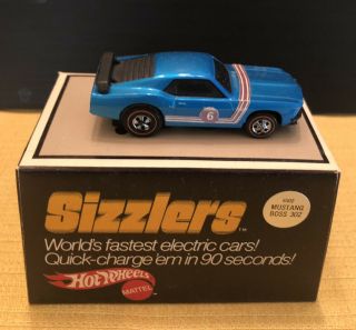 Vintage Awesome Turquoise Hot Wheels Sizzlers Mustang Boss 302 With Cube Mattel