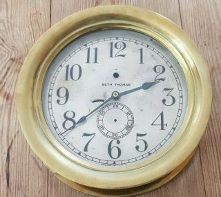 Vintage Porthole Ships Clock Brass Large Seth Thomas