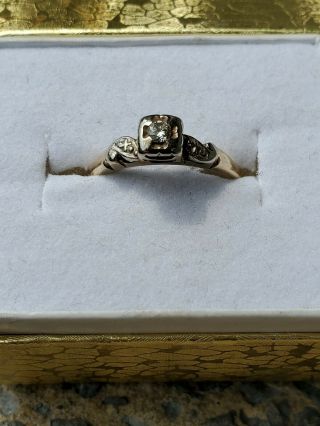 Vintage Antique 14k Gold Diamond Engagement Ring (size 6) - Not Scrap