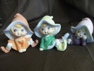 Set Of 3 Pixie/ Elves By Homco (home Interior) 5213