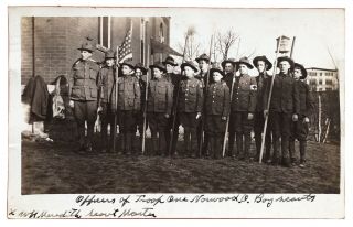 1918 Real Photo Postcard Boy Scouts Of America Troop One Officers Norwood,  Ohio