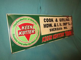 Vintage Keen Kutter International Harvester Adv.  Sign Cook & Girling Sheridan Mo