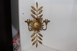 Vintage Gold Gilt/leaf Metal Wall Sconce Candle Holder - Spanish/italian/mexican