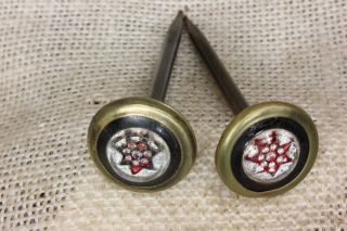 2 Picture Nails Painting Hanger Red 7 Point Star Black Ring Old Glass Vintage