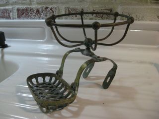 Vintage Antique Brass Soap Sponge Holder Claw Foot Bath Tub Caddy