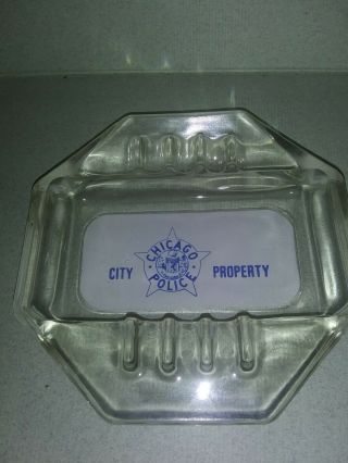 Vintage Chicago Police Department Glass Ashtray - City Of Chicago Cpd