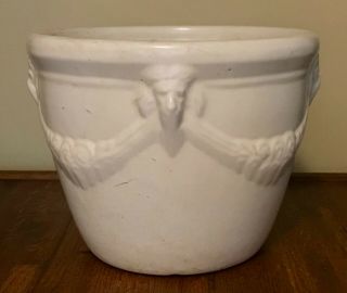 Vintage Bauer Style Cream Planter/pot With Lion Heads,  Unmarked