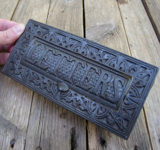 Antique Ornate 19th Century Cast Iron Letter Box Plate By Kenrick