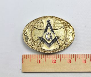 Masonic Grand Lodge Of Texas Brass Enamel Lone Star Flag Freemason Belt Buckle