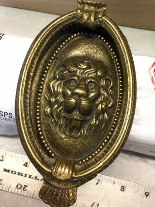 Heavy Solid Brass Lion Door Knocker Vintage Architectural Salvage From England