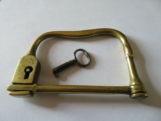 Antique Brass Kit Bag D Hasp With Built In Lock & Key