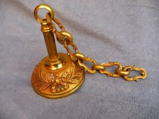 Vintage French Gilt Brass Lighting Chain Ceiling Hook,  Rose Chandelier Pendent