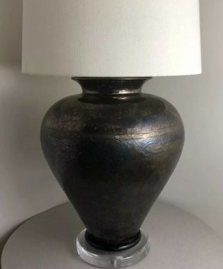 Large Vintage Mid Century Modern Lucite Ceramic 1990 Casual Lamps Lamp