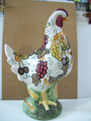 Three Hands Corp.  Large Collectible Cock Rooster Figure 17 1/2 " Tall 7 " Bottom