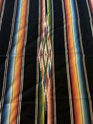 HUGE Vintage Mexican Saltillo Serape Wool Blanket Bedspread Rug 63” X 90”,  fringe 3