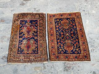 Vintage Afghan Baloch Rug Nomadic Oriental Tribal Rug Doormat Small Pair Antique