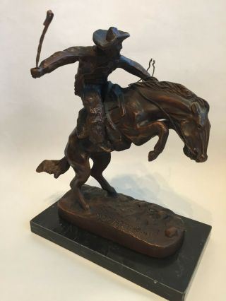 Vintage Frederic Remington Bronze Sculpture Bronco Buster Statue 10 Inch