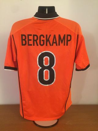 Netherlands Home Shirt 1998 World Cup Bergkamp 8 Medium France 98 Vintage