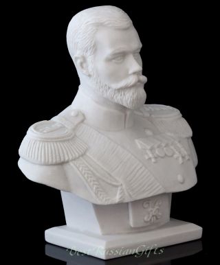 Nicholas Ii Marble Stone Bust Russian Emperor Figurine Tsar Sculpture 4 3/4 "