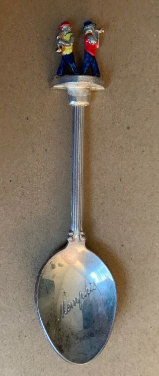 Vintage Memphis Tennessee Silver Plated Spoon Two Men Playing Instruments