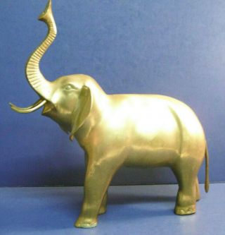Vintage Large Heavy Solid Brass Elephant Over 13 " Tall