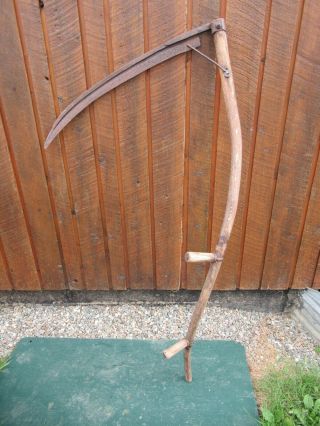 Vintage Antique 57 " Long Scythe Hay Grain Sickle Farm Tool Blade Is 29 " Long