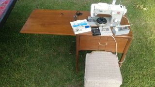 Vintage Pfaff Model 262 Sewing Machine,  Accessories And Cabinet Smooth Running