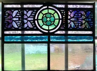 Antique 19th Century Reclaimed Stained Glass Panel