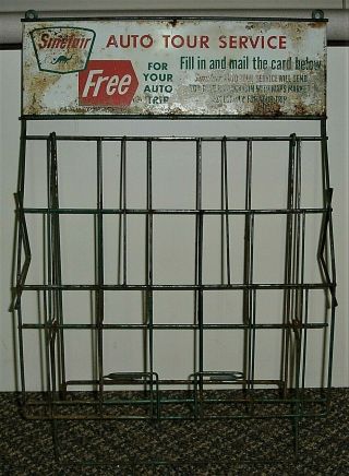 Vintage SINCLAIR Map Rack Stand w/ Dino - Gas Station Advertising Sign w/ 5 Maps 3
