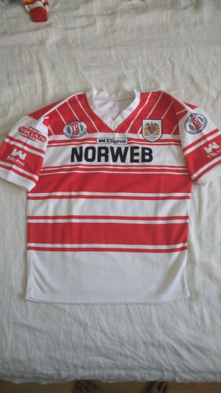 Vintage Match Worn Wigan Rugby League Shirt Jersey 91/92 Season Skerrett / Lucas