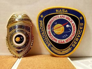 Nasa Protective Services Metal Badge & Patch Set.  Collectors Only
