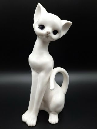 Vintage White Porcelain Sitting Cat Kitten Figurine