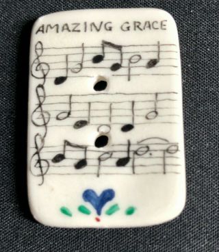 Large Idabelle Handpainted Ceramic Grace Sheet Music Button,  Verbal