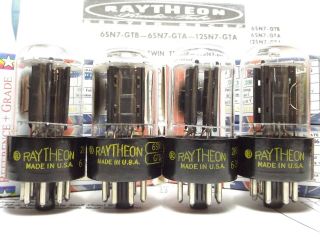 4 - 6sn7gtb Raytheon Vintage Vacuum Tubes Certified Reference Plus Grade Quad