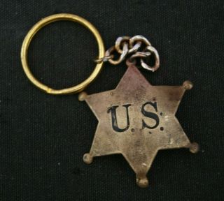 Vintage,  U.  S Marshal Mini Badge.  Antique 6 Point Star Mini Badge,  Key Chain U.  S.