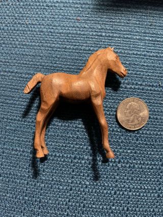 Vintage Wooden Horse Figurine - Hand Carved - Antique