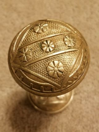 2 Antique Victorian Eastlake Solid Brass Door Knobs Set 4