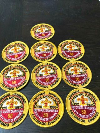 Bsa 1960 National Jamboree Pocket Patches Qty.  10 Official Issue,  Not Plastic Bv