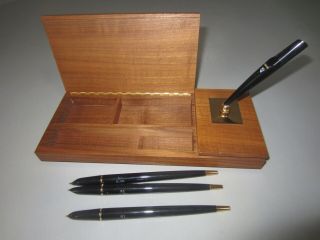 Vintage Parker 51 Fountain Walnut Desk Pen Set - 3 Pens