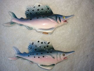 Vintage Mid - Century Ceramic Swordfish Salt And Pepper Shakers Pal Mar Japan