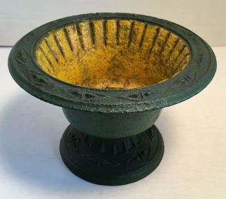 Antique Vintage Small Green Cast Iron Planter Patented 1850