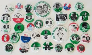 35 Vintage 1976 Jimmy Carter Presidential Campaign Pinback Buttons