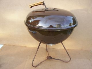 Vintage Offset Handle Brown Sj - 180 Smokey Joe Weber Charcoal Grill