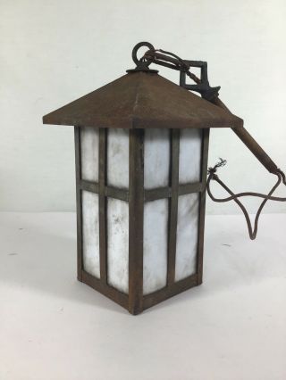 Vintage Mission / Arts & Crafts Slag Glass Porch Light Fixture