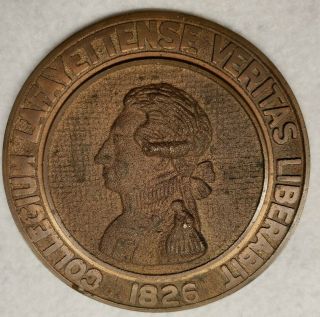 Lafayette College,  Easton,  Pa 1826 Solid Bronze Medallion 4 5/8 " Wide Very Rare