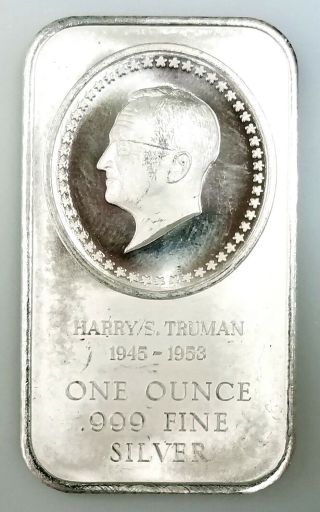 President Harry S.  Truman 1 Troy Oz.  999 Silver Bar Madison