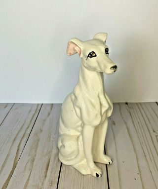 Greyhound Whippet Dog Canine White Italian Porcelain Figurine Statue Vintage 7”