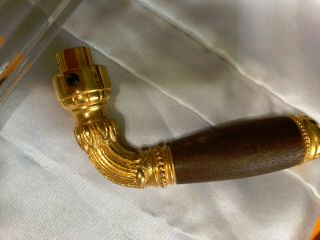 Door Handle Sherle Wagner Gold Plated With Walnut Wood Handle,  4.  25 Long