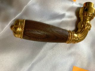 door handle Sherle Wagner Gold Plated with Walnut Wood Handle,  4.  25 Long 3